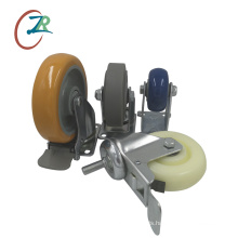 High Quality Medium Duty 75/100/125mm Swivel Thread Stem M12-25 Length Grey TPR Wheel Swivel Caster With Brake